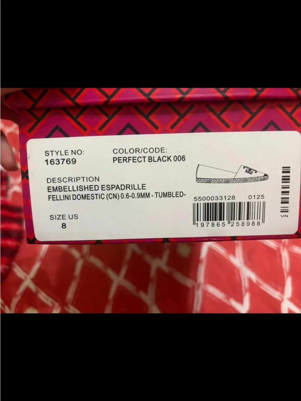 Tory Burch Black Leather Espadrille with Embellished Logo